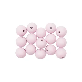 Rico Design Billes de bois Perçage 12 mm Rose, 15 pièces