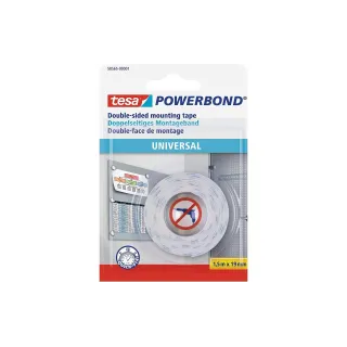 tesa Ruban de montage Powerbond Universal 19 mm x 1.5 m, Transparent