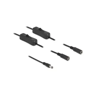 Delock Connecteur à fiche creuse Câble DC 5.5 x 2.1 mm à 2 x DC avec interrupteur, 1 m