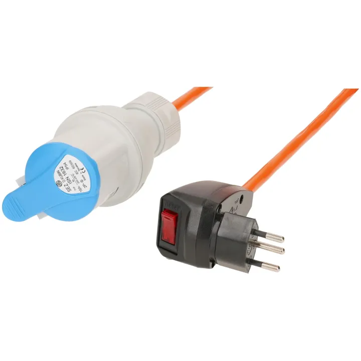 maxCAMP Câble adaptateur T12-CEE16, 15m avec protection contre les surintensités