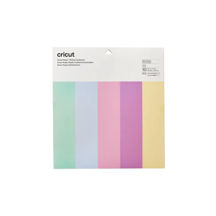 Cricut Papier autocollant Smart 30.5 x 30.5 cm, 10 feuilles, Couleurs pastel