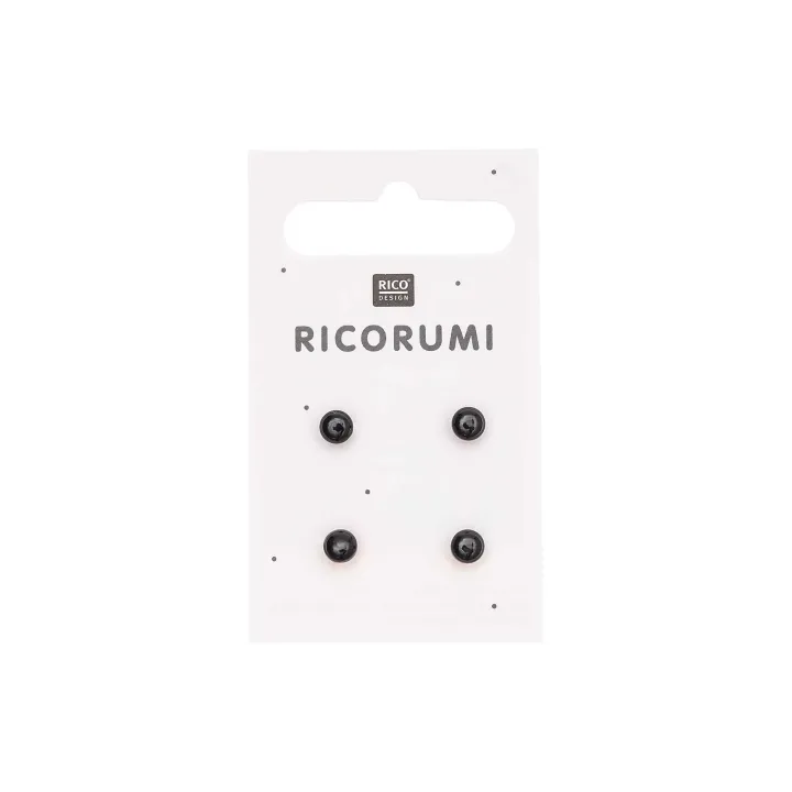 Rico Design Yeux en bouton Brun-noir 8.5 mm 4 Pièce-s
