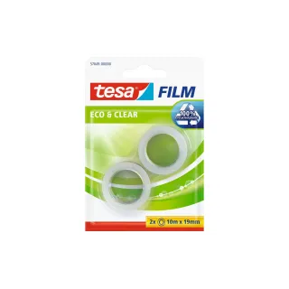 tesa Ruban adhésif Eco & Clear 19 mm x 10 m, Transparent, 2 Rouleaux