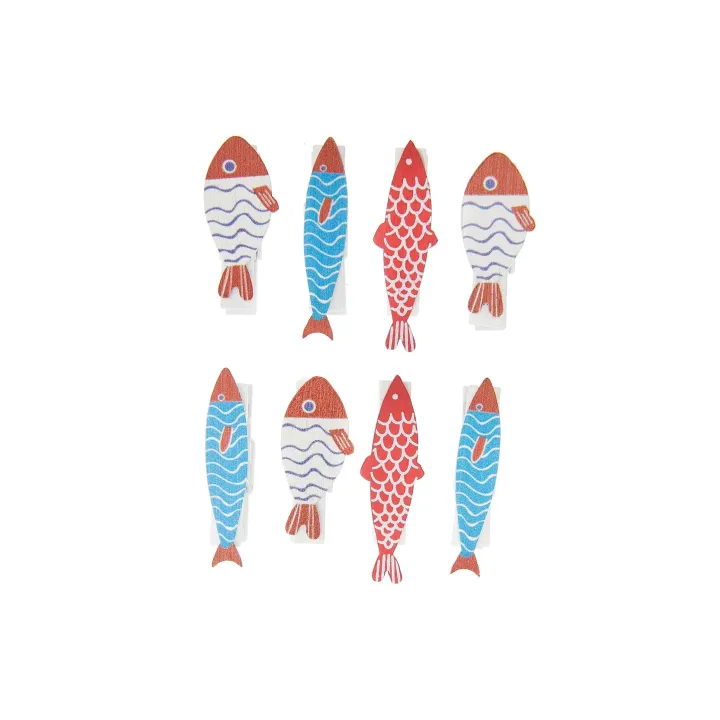 Rico Design Clip décoratif Poisson 8 Pièce-s, Multicolore