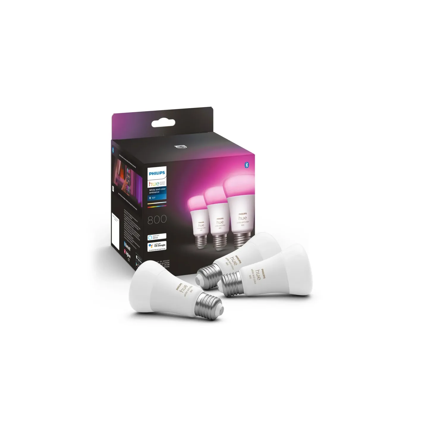 Philips Hue Ampoule White & Color Ambiance, E27, 3 pièces