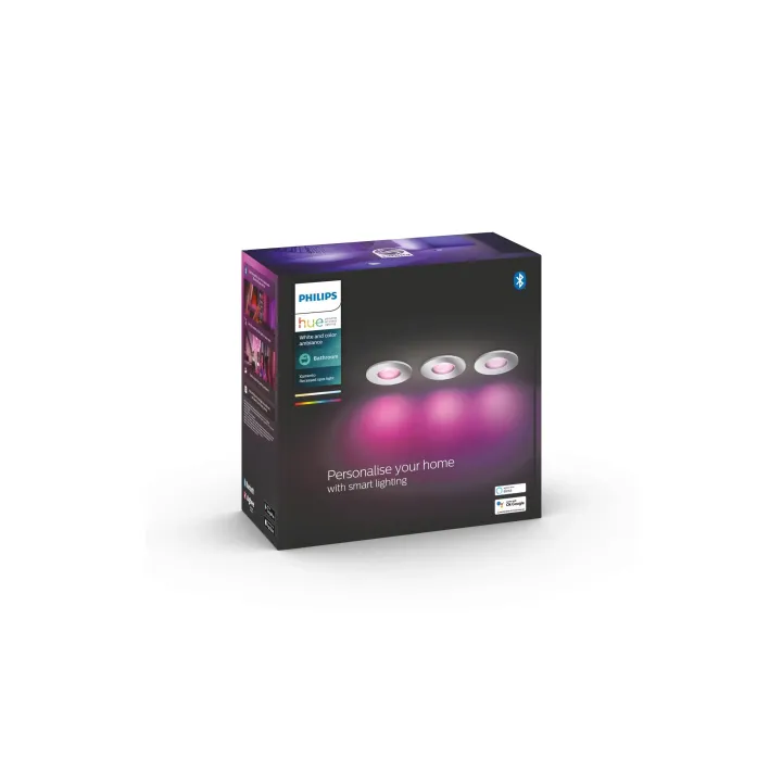 Philips Hue White & Col. Amb. Xamento spot encastré argenté 3 pièces 230 lm