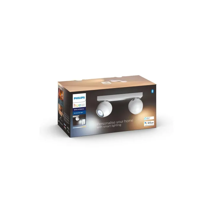 Philips Hue White Ambiance Buckram 2er Spot Blanc + variateur dintensité lumineuse