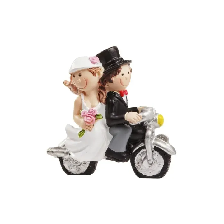 HobbyFun Mini figurine Couple de mariés sur une moto 6 x 5 cm