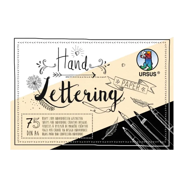 URSUS Carnet de dessin Handlettering A6, 210 g-m², 75 feuilles