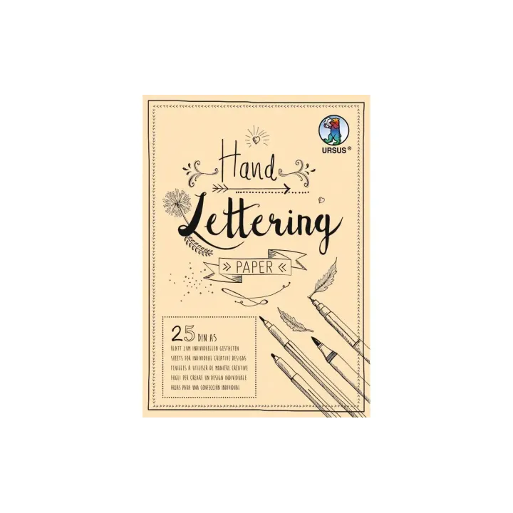 URSUS Carnet de dessin Handlettering A5, 210 g-m², 25 feuilles, crème