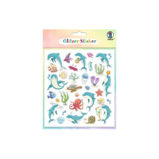 URSUS Autocollant à motif Glitter Fun Sea Animals 4 feuilles, 136 autocollants
