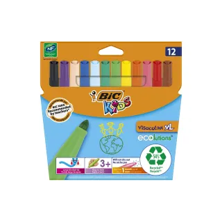 BIC Crayon feutre Kids Visacolor XL ecolutions 4,5 mm, Lot de 12