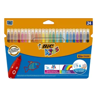 BIC Crayon feutre Feutres de coloriage Kid Couleur 24 pièces 0.8 mm, 24 couleurs