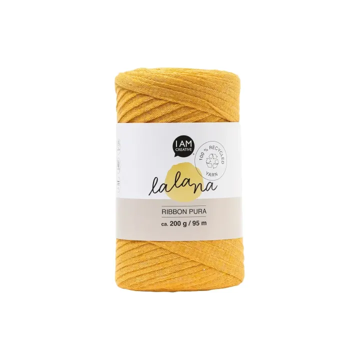 lalana Laine Ribbon Pura 200 g, Jaune moutarde