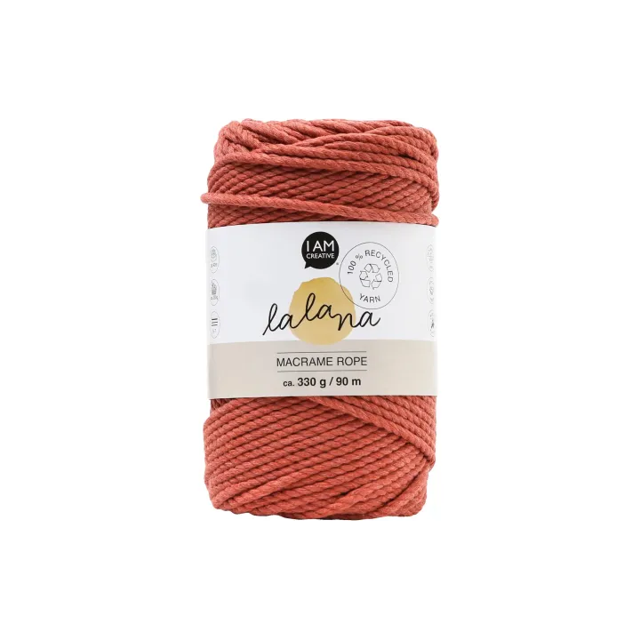 lalana Laine Corde à macramé 3 mm, 330 g, Rouille