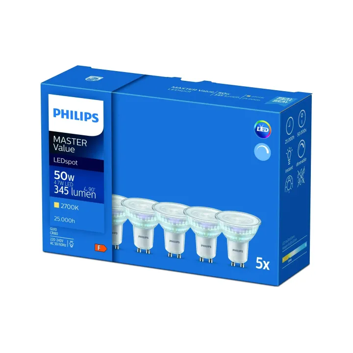 Philips Professional Lampe MASTER LED spot VLE D 4.7-50W GU10 827 36D 5CT