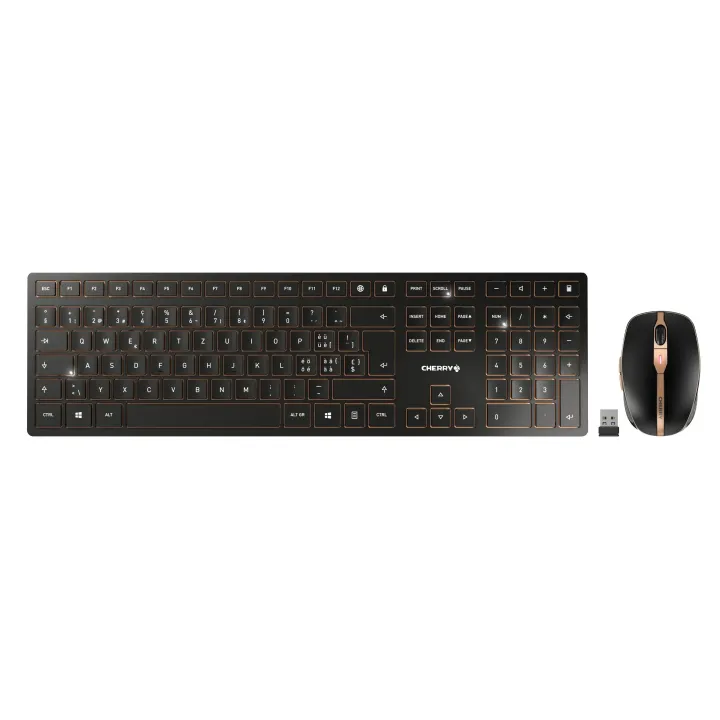 Cherry Ensemble clavier-souris DW 9100 Slim Noir - Bronze