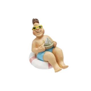 HobbyFun Mini figurine Vacancier se baignant avec un anneau de natation 6 cm