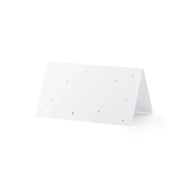 Partydeco Marque-place de table Points 9.5 x 5.5 cm, 10 pièces, blanc-doré