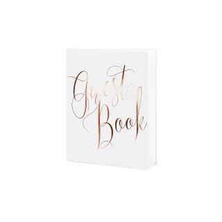 Partydeco Livre d’or Guest Book 20 x 24.5 cm, blanc-or rose
