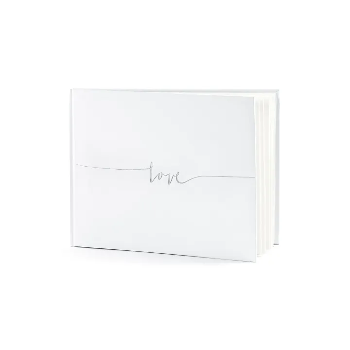 Partydeco Livre d’or Love 24 x 18.5 cm, blanc-argenté