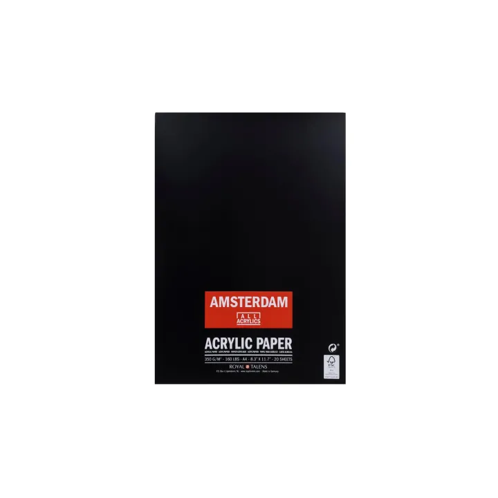 Amsterdam Papier pour peinture à l’acrylique A4, 350 g-m², 20 feuilles