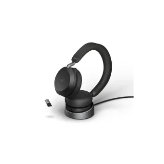 Jabra Casque Evolve2 75 Duo MS Noir, USB-A, avec station de chargement