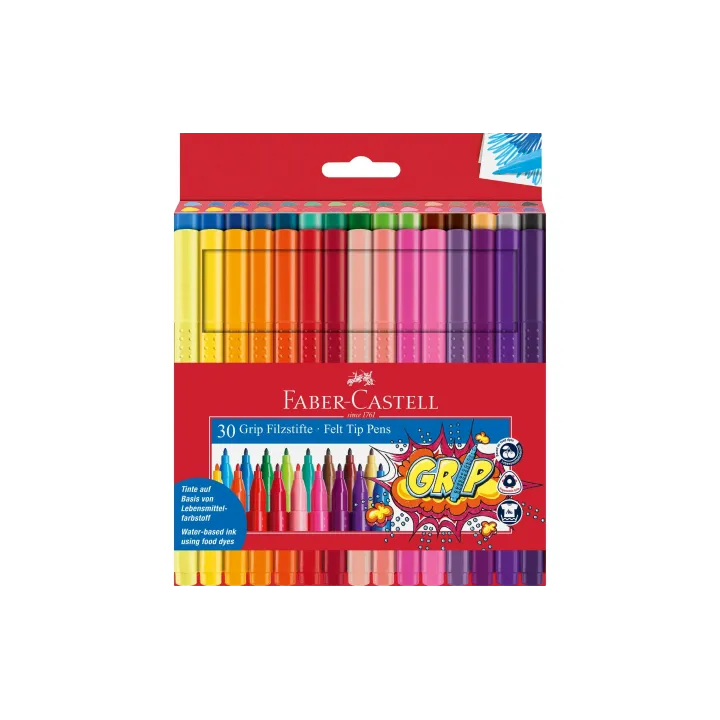 Faber-Castell Crayon feutre Marqueur de couleur Grip 30 pièces