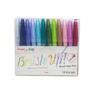 pentel Crayon feutre Brush Sign Pen Couleurs pastel, 12 pièces