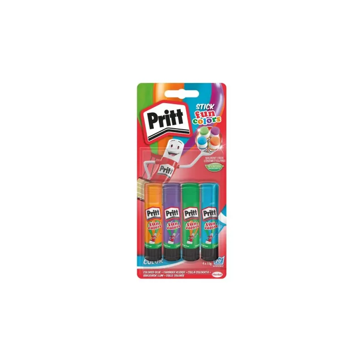 Pritt Lot de bâtons de colle Fun Colors 10 g, 4 pièces