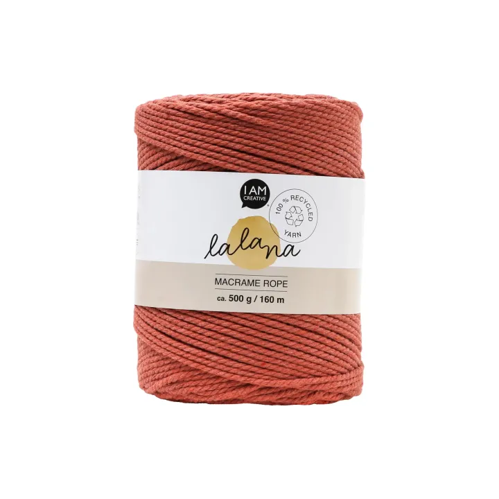 lalana Laine Macrame rope 2 mm, 500g, Rouille