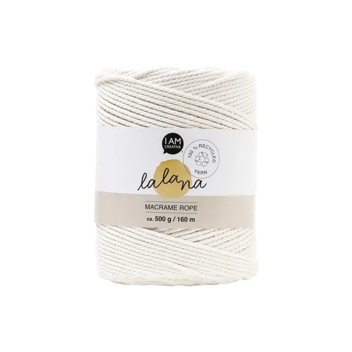 lalana Laine Macrame rope 2 mm, 500g, Beige clair