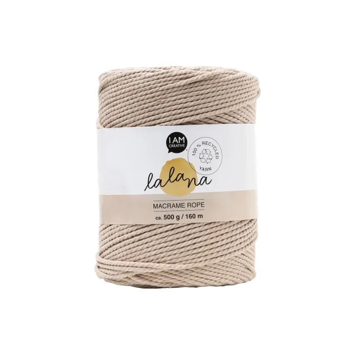 lalana Laine Macrame rope 2 mm, 500g, Beige