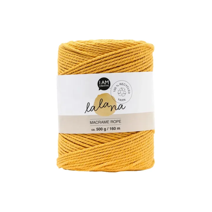 lalana Laine Macrame rope 2 mm, 500g, Jaune