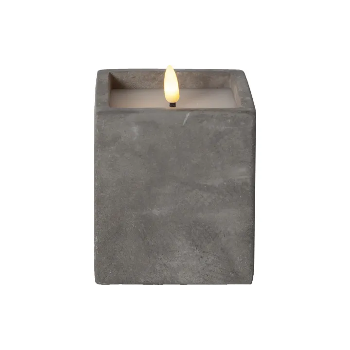 Star Trading Bougie LED Flamme Cem, 9 x 9 x 11.5 cm, Gris