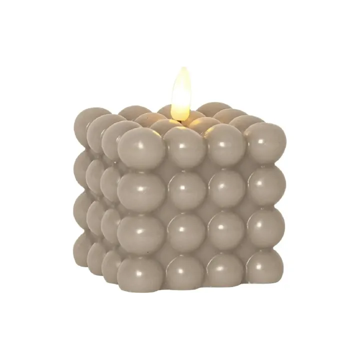 Star Trading Bougie LED Flamme Dot, 7.5 x 7.5 x 9.5 cm, Beige