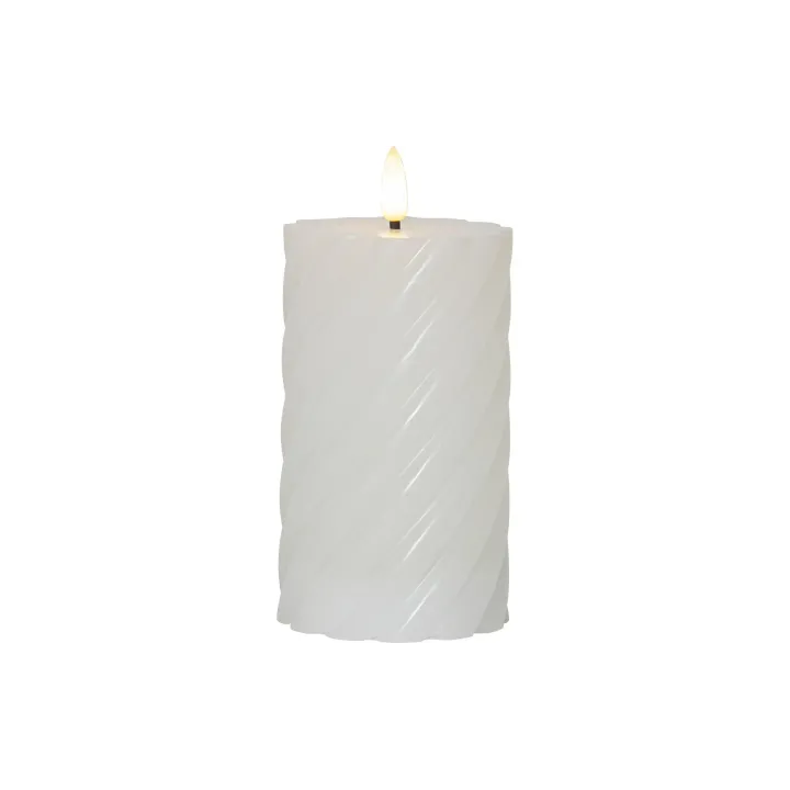 Star Trading Bougie LED Pillar Flamme Swirl, O 7.5 x 15 cm, Blanc