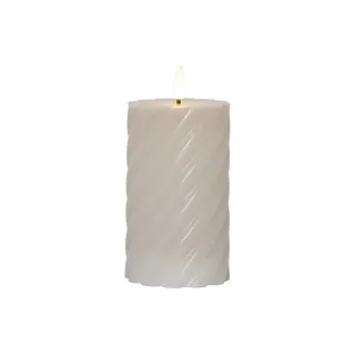 Star Trading Bougie LED Pillar Flamme Swirl, O 7.5 x 15 cm, Beige