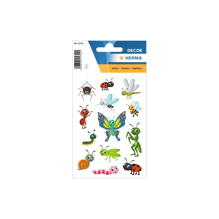 Herma Stickers Autocollant à motif Animaux rampants 3 feuilles à 30 autocollants Multicolore