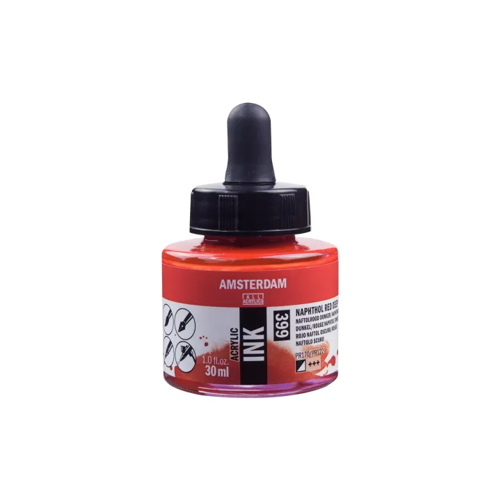 Amsterdam Encre acrylique 399 Rouge naphtol foncé semi-couvrant 30 ml