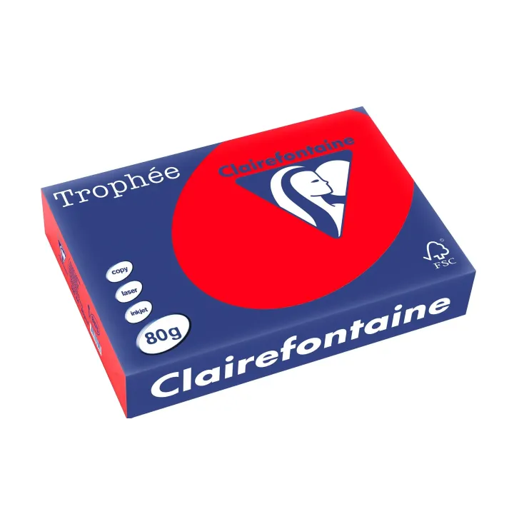 Clairefontaine Papier pour photocopie Trophée A4, 80 g-m², rouge corail, 500 feuilles