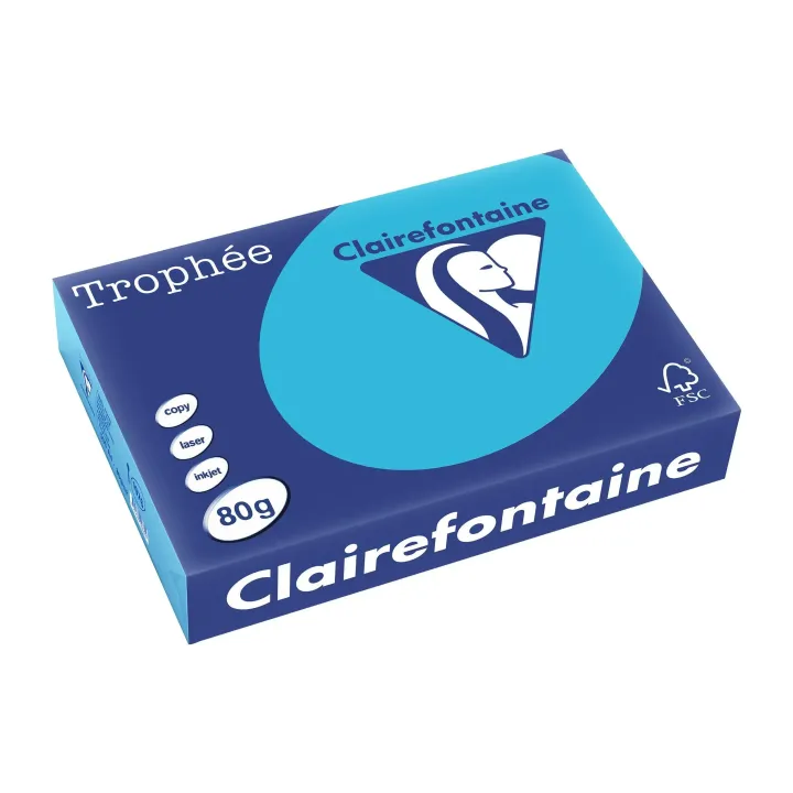 Clairefontaine Papier pour photocopie Trophée A4, 80 g-m², bleu eau, 500 feuilles