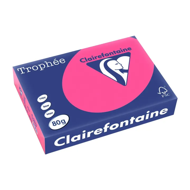 Clairefontaine Papier pour photocopie Trophée A4, 80 g-m², rose fluo, 500 feuilles