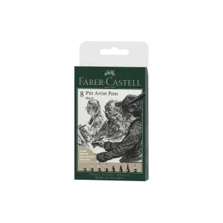 Faber-Castell Crayon à encre de Chine PITT Artist Pen Black, 8 pièces