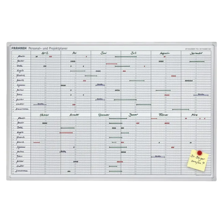 Franken Planificateur Planificateur de personnel et de projets 60 cm x 90 cm, Blanc