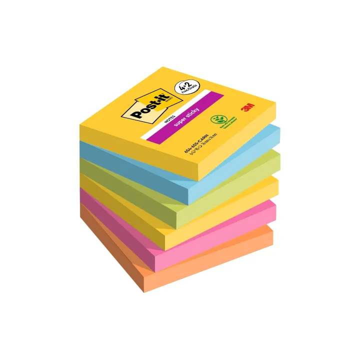 Post-it Fiche de bloc-notes Super Sticky Promotion 7.6 x 7.6 cm, 6 blocs