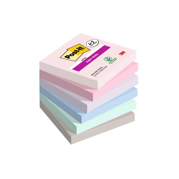 Post-it Fiche de bloc-notes Super Sticky Promotion 7.6 x 7.6 cm, 6 blocs
