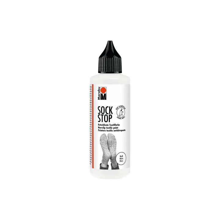 Marabu Peinture pour textile Antidérapant Sock Stop 90 ml, Blanc