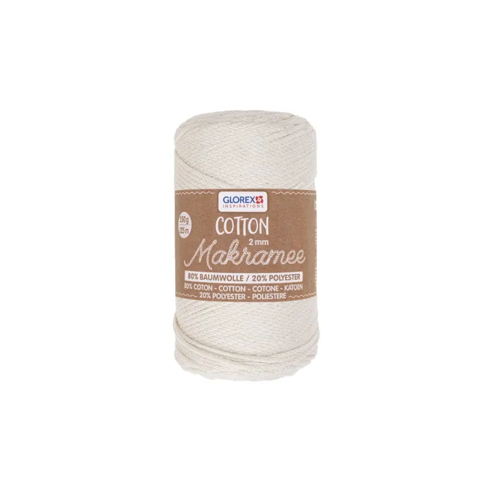 Glorex Laine Macramee Cotton 2 mm, 250g, Crème