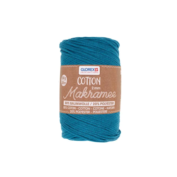 Glorex Laine Macramee Cotton 2 mm, 250g, Turquoise